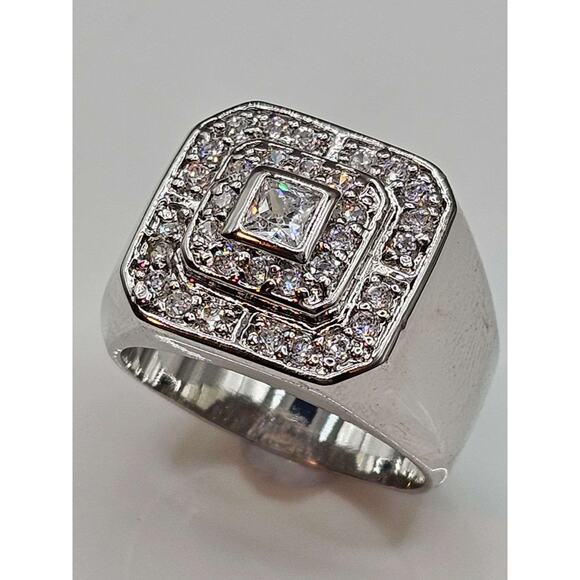 Men's 14 Kt 7.25 Cttw Lab Simulated Diamond Ring - Picture 1 of 5
